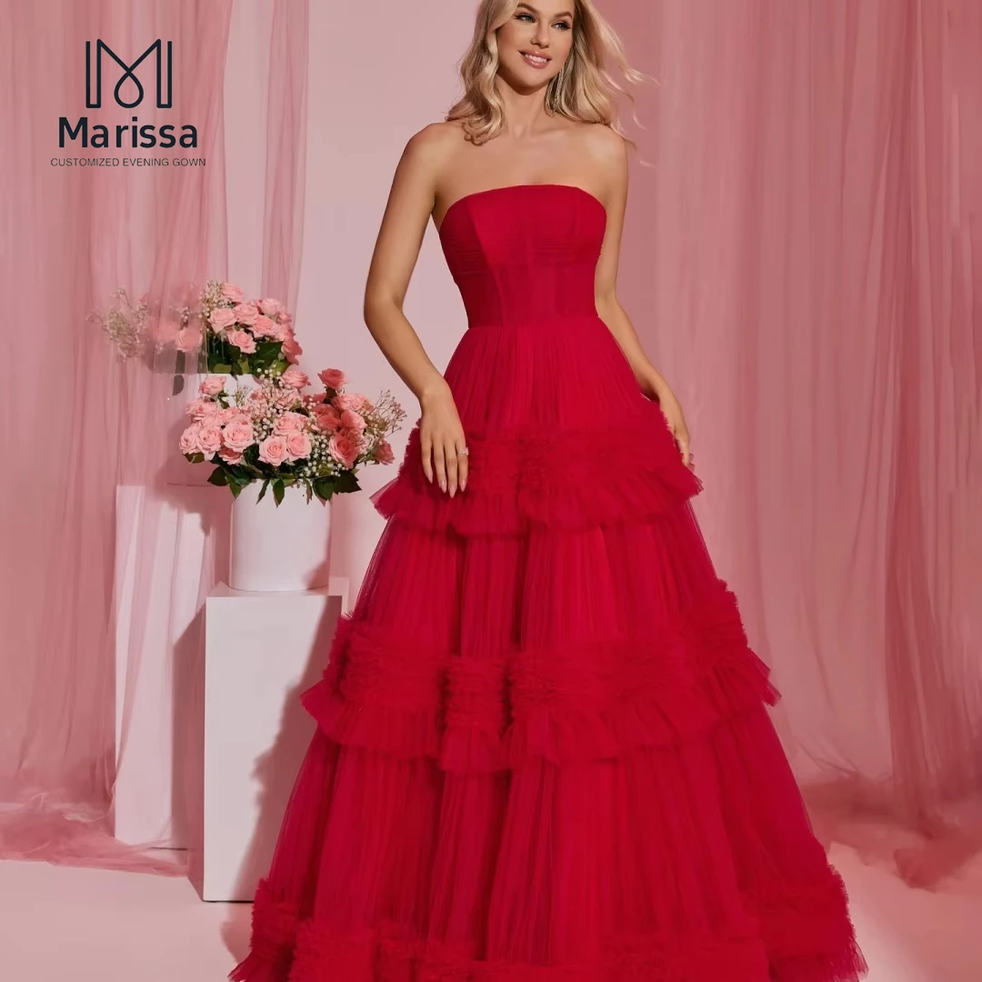 Marissa feito sob encomenda vestido de noite feminino elegante vestidos para festa de casamento vestido a linha tule vestido de baile baile 2025
