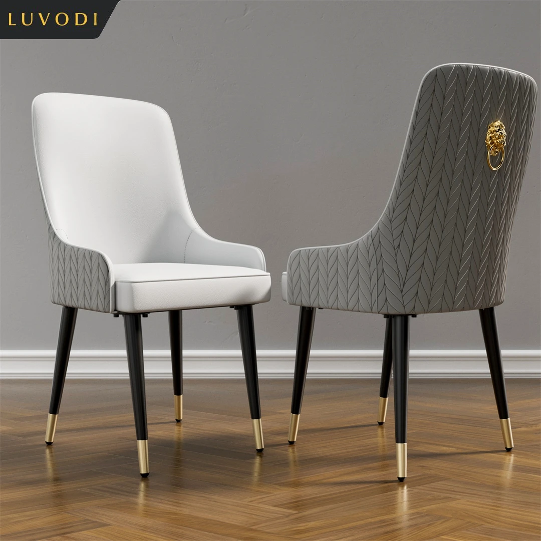 LUXURY MICROFIBER LEATHER DINING CHAIRS SET OF 2