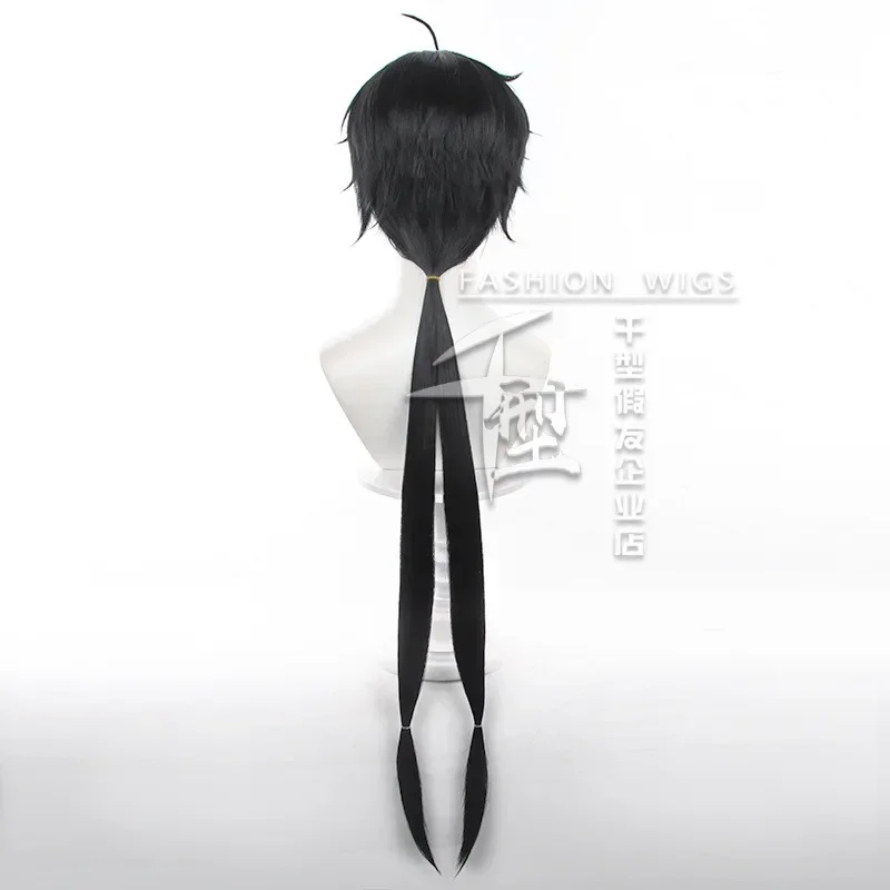 qwerrtyuio. 123456   Juego Wuthering Waves Rover Cosplay peluca masculina pelo corto negro 90CM trenza larga personaje principal Resonasdffghjk 98