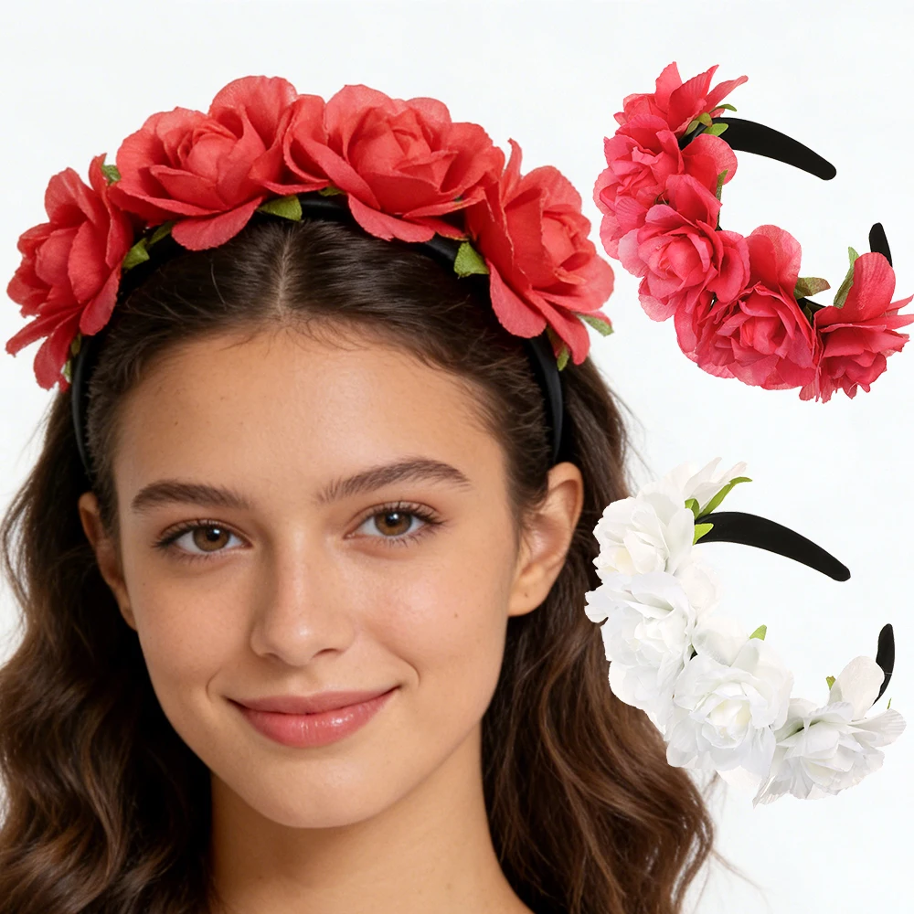 

AWAYTR Plastic Flower Wreath Headband for Girls Handmade Vine Floral Hairband Hair Accessories Ornament for Wedding Party