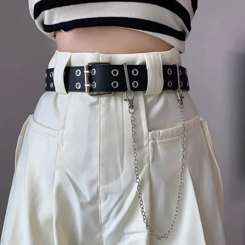 เข็มขัดแฟชั่นผู้หญิง โลหะผสม หรูหรา สำหรับหนังแท้ สไตล์ใหม่ หัวเข็มขัดแบบหมุด ตกแต่งกางเกงยีนส์ สไตล์เรโทร พังก์