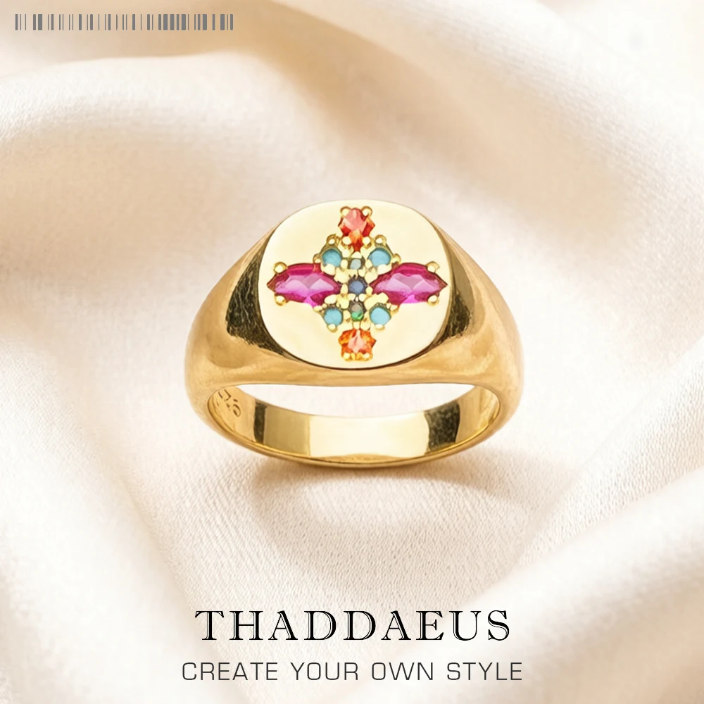 Ring bunte Steine, Europa Natur feiner Schmuck für elegante Frauen, 2022 Frühling Böhmen Geschenk aus 925er Sterlingsilber