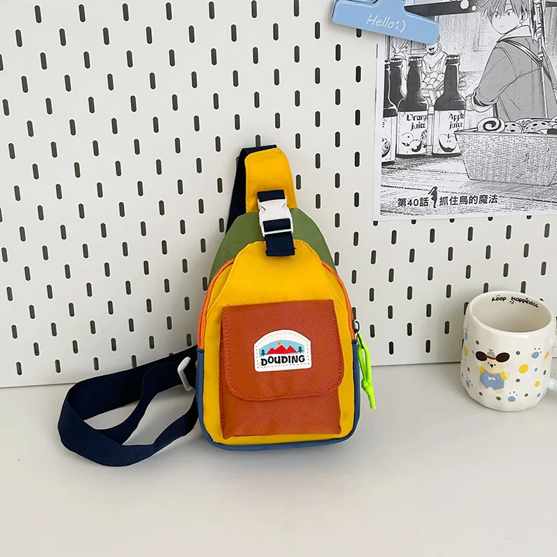 New Fashion Kids Chest Bag Unisex Cool Color Block Lightweight Mini Crossbody Phone Pouch For Travel Outing