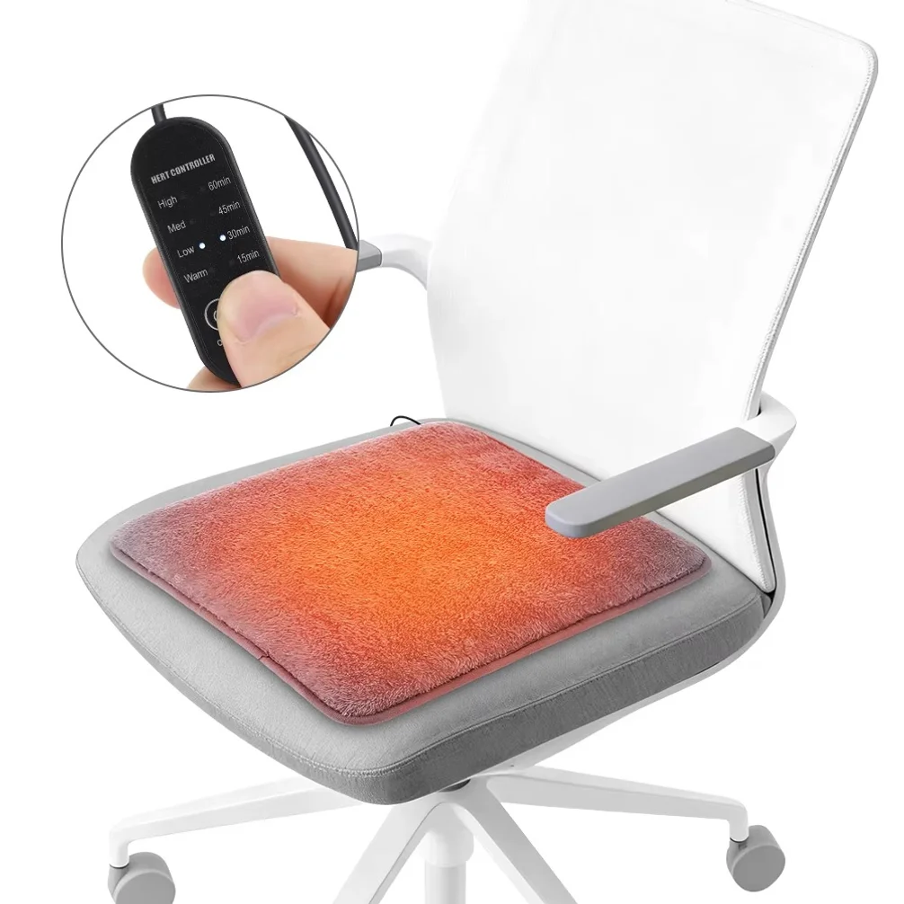 USB Electric Heated Seat Cushion 4 Temperature Settings Winter Car Seat Heater Cold Resistant Chair Heated Mat for Office Travel