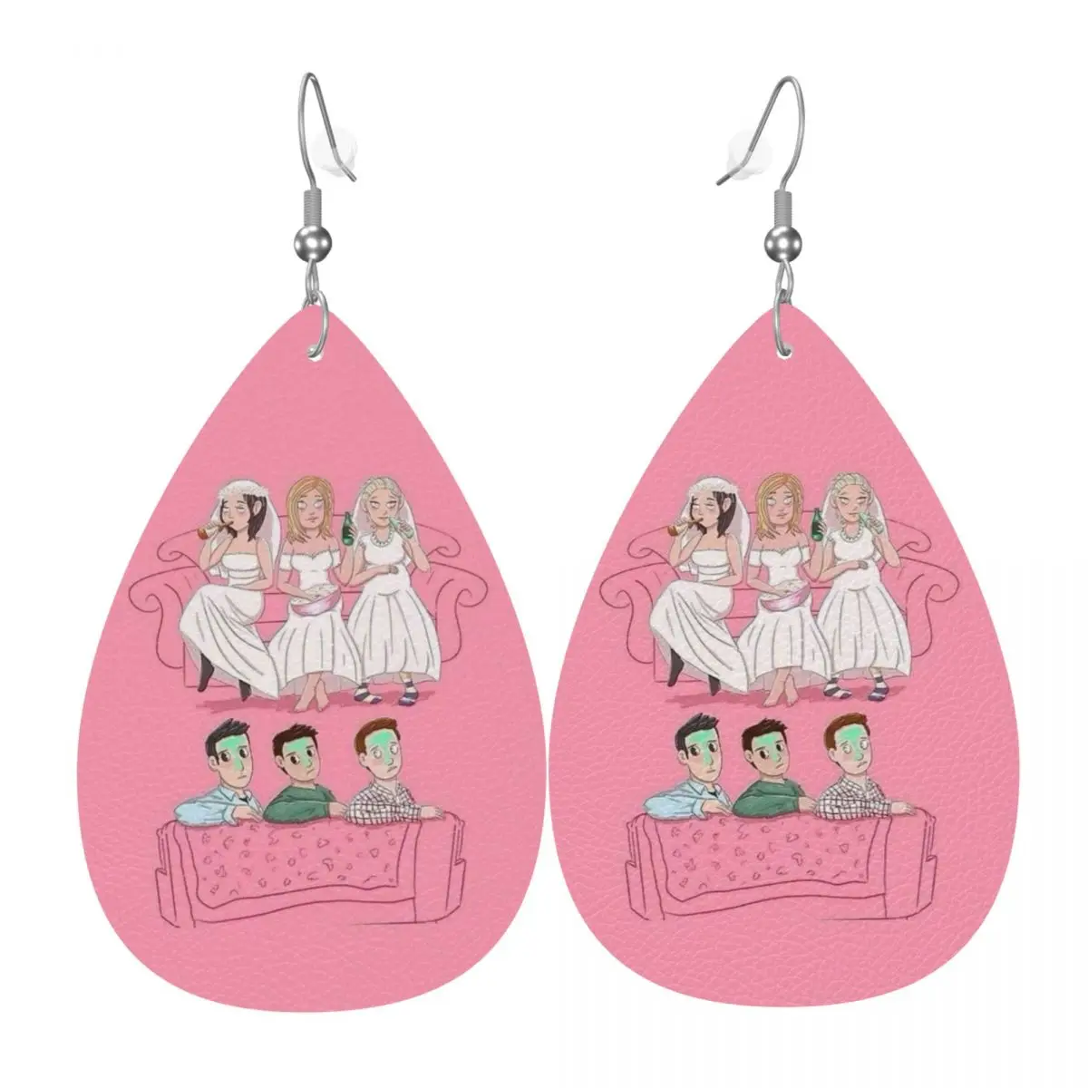 

Custom Drop Dangle Earrings Friends Guys Vs Girls Leather Teardrop Earrings PVC Leather for Gifts Dainty Jewelry