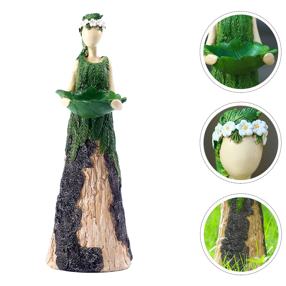 

1Pcs Fairy Resin Bird Feeder Decorative Outdoor Garden Ornament Feeding Tray Bird Feeder Garden Decor