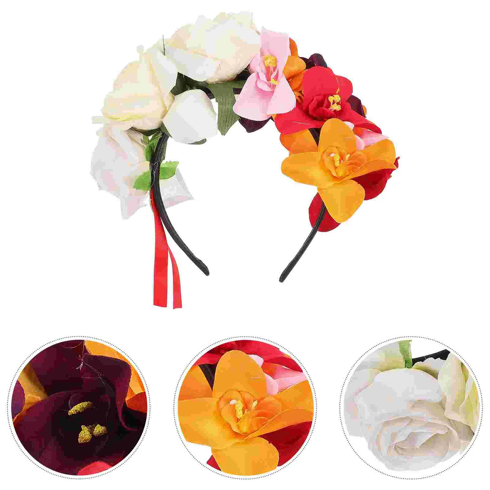 Orchid Headband Halloween Hair Hoops Fake Flower Gothic Headdress Kids Garland Floral Festival Hairband