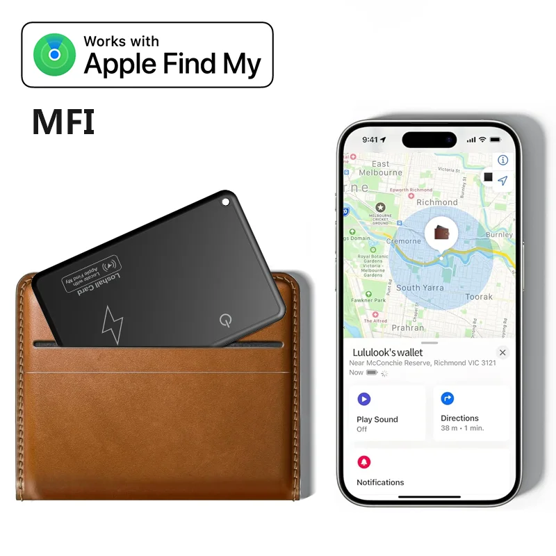 Wallet tracker Card for Apple iOS system Find My APP Wireless Rechargeable Item Card FinderAnti-Lost Smart Bluetooth gps tracker