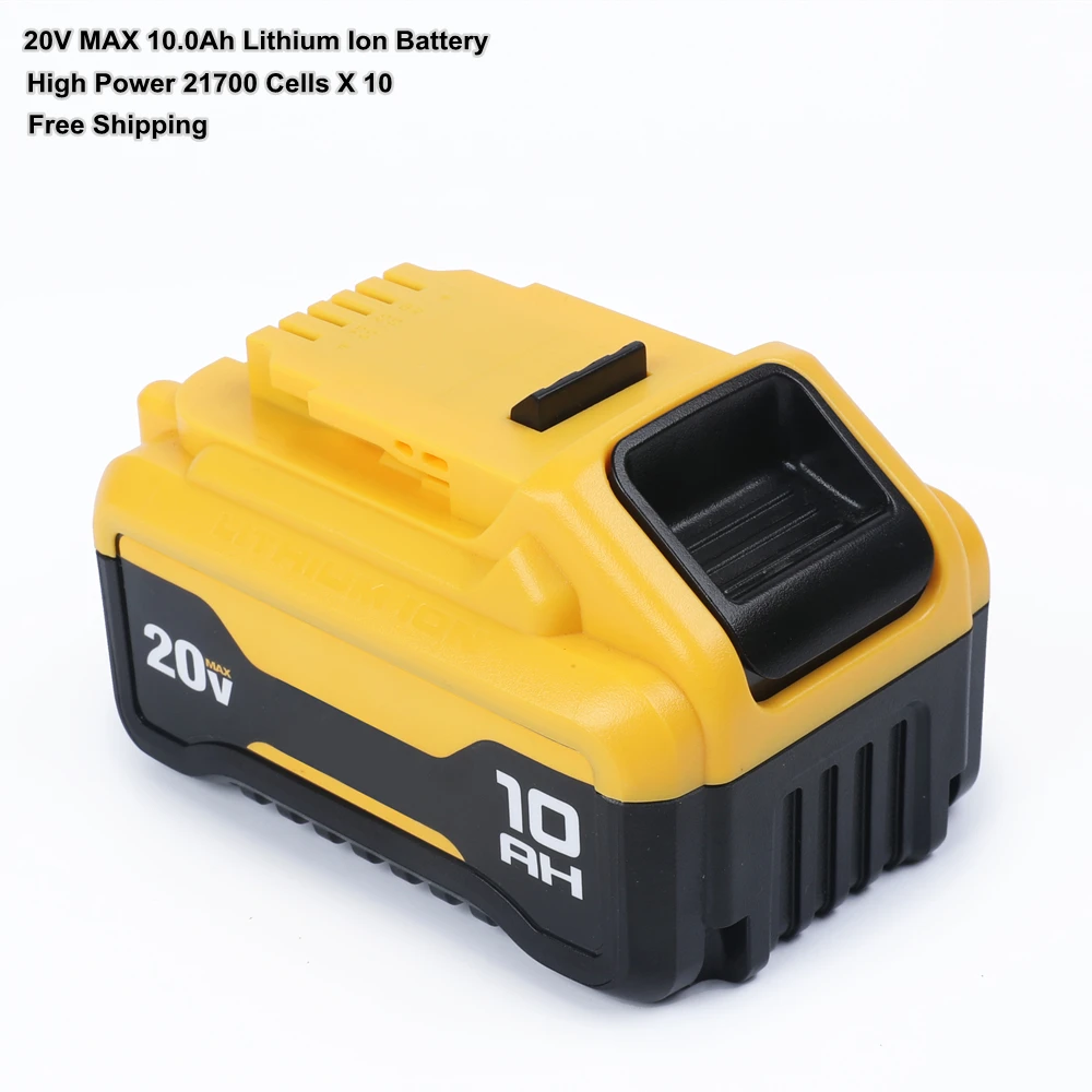 To Factory New 20V 10.0Ah Lithium-Ion Battery Pack for DCB210 for Dewalt 20 Volt MAX Cordless Power Tool Drills, Free Shipping