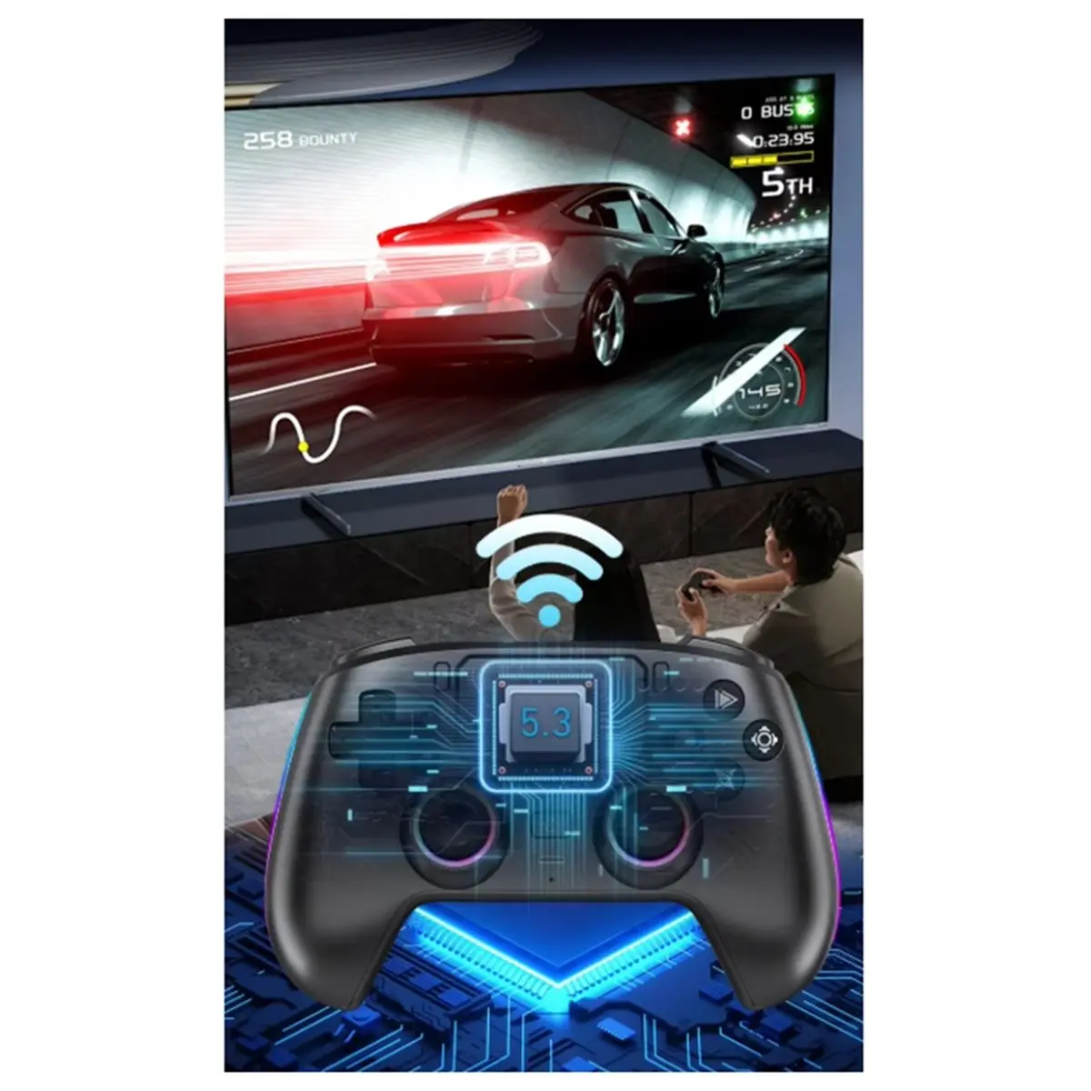 Wireless Bluetooth Game Controller with Dual Motor Function for Slim Pro Multifunctional Game Controller A