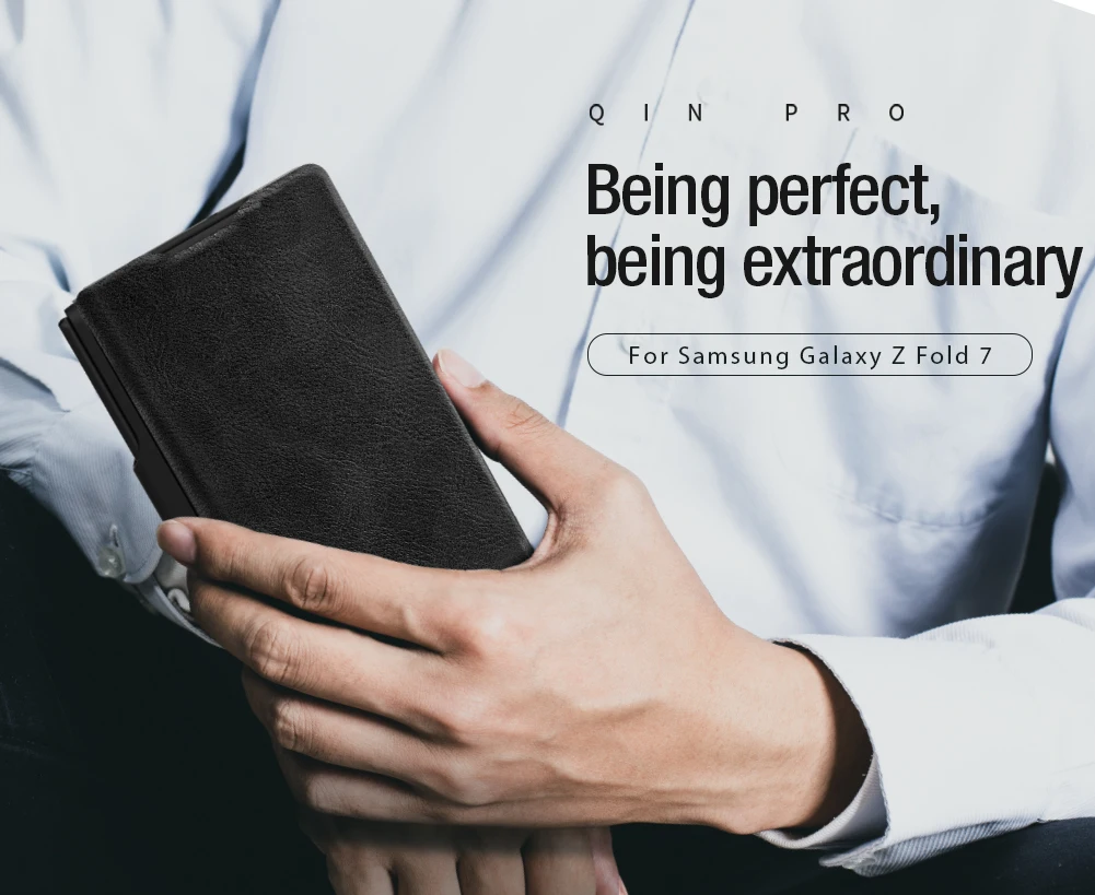 

Nillkin for Samsung Galaxy Z Fold 7 5G Case Qin Flip Leather Camera Slide Cover With Customs S-Pen 360 Full Cover Protection