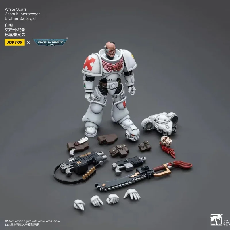 JOYTOY Warhammer 40k 1/18 figurki białe blizny kapitan Kor'sarro Khan szturmowy intercessor rower bojowy Anime Model wojskowy