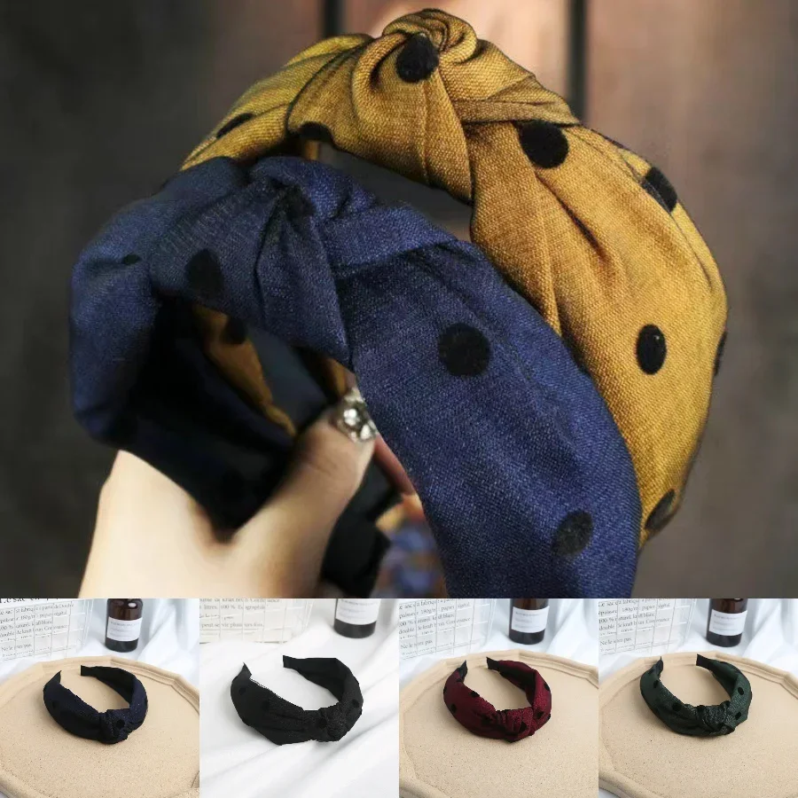 

Non-Slip Wave Stripe Headband Bohemian Korean Knot Design Solid Color Hair Band for Women Girls Daily Accessories