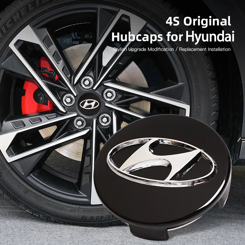 4Pcs 60mm Car Wheel Center Hub Caps For Hyundai I30 I20 I10 Venue Veloster Tucson Ioniq Elantra Auto Tire Rim Covers Accessories