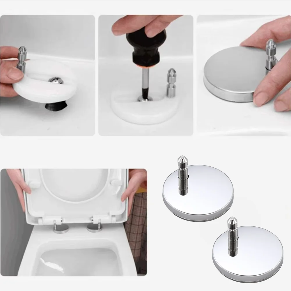 2pcs Toilet Seat Hinges Toilet Seats Top Fix Hinge Soft Close Connector Release Quick Fitting Replacement Screw Home Hardware