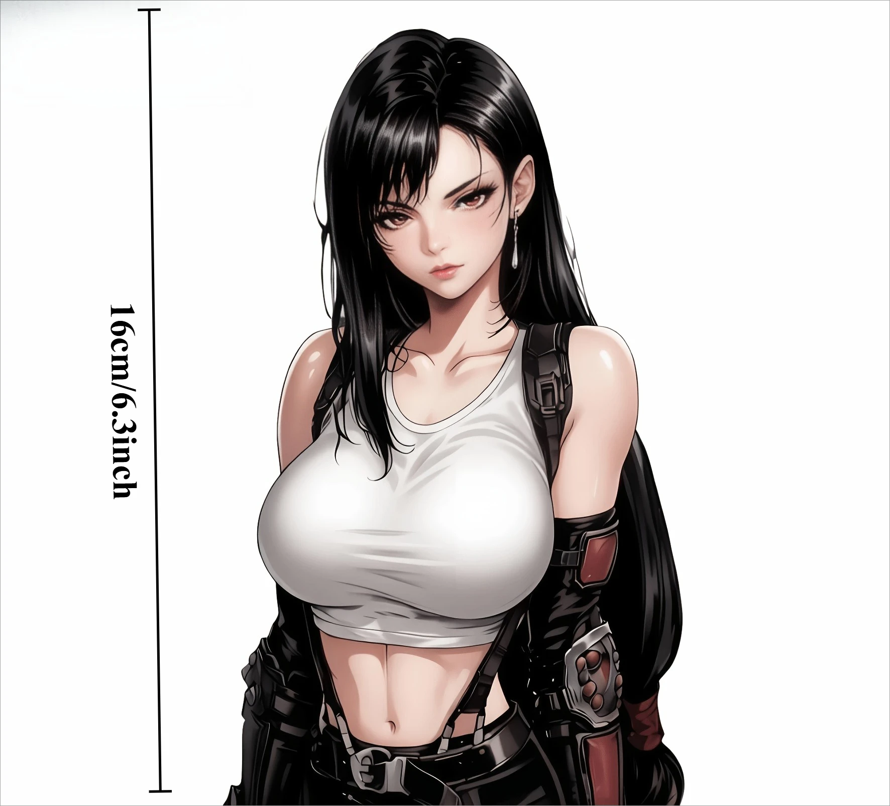 2D Flat Tifa Anime Girl Vinyl Sticker, Waterproof UV Resistant Decal for Car, Motorcycle & Laptop