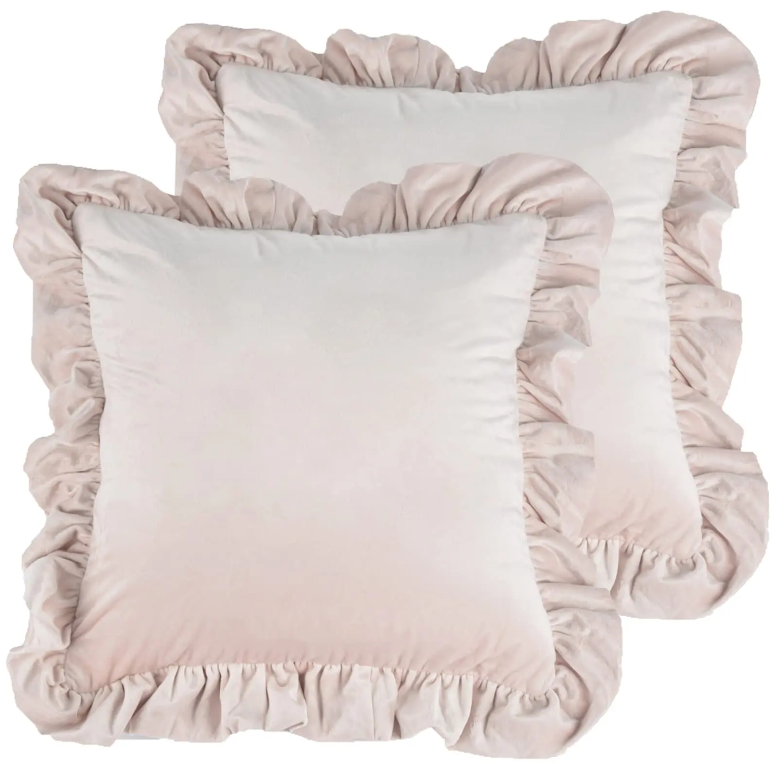 

Velvet Ruffle Throw Pillow Covers,Set of 2 Decorative Pillowcases with Ruffles Solid Color Shabby Chic Farmhouse Cushion Cover
