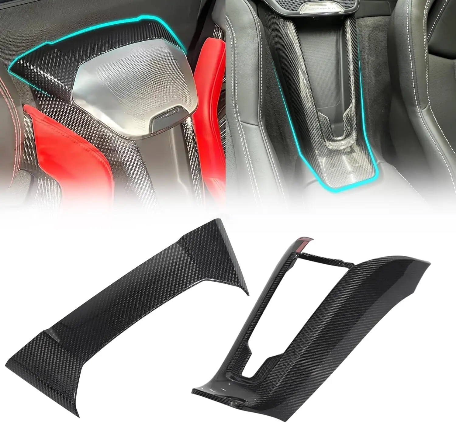 

Чехлы для внутренних и задних динамиков-водопад из настоящего углеродного волокна и аксессуары для центрального управления, пригодные для Corvette C8 2025-2025