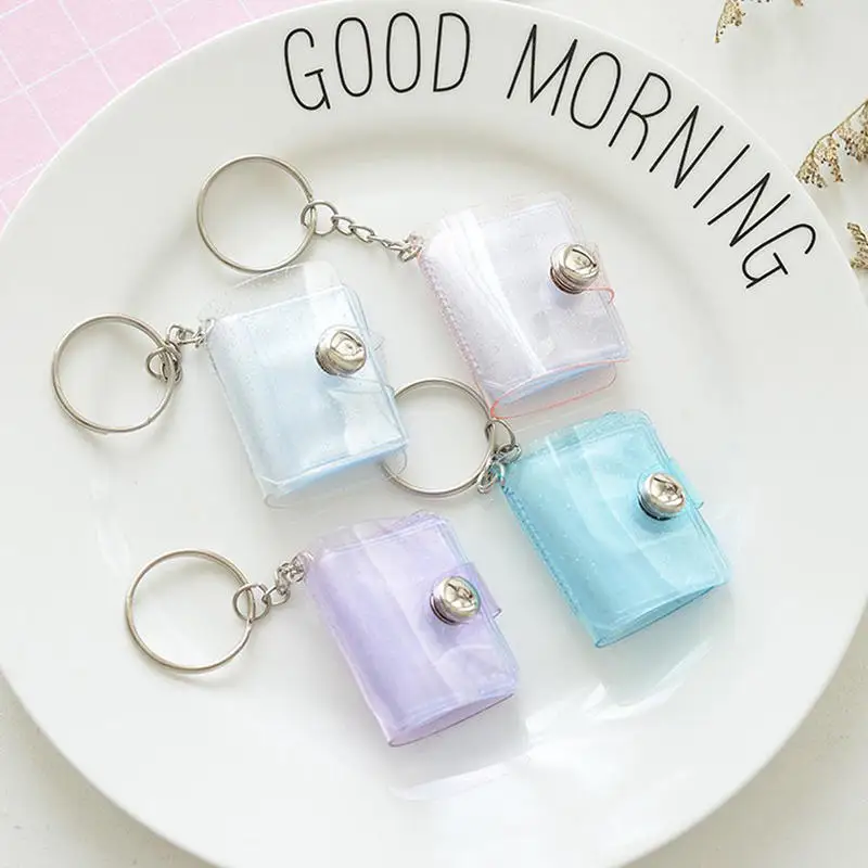 2-inch Holder Pockets Photo Transparent DIY Mini Photo Album Keychain Portable Certificate Photo Storage Portable Key Ring