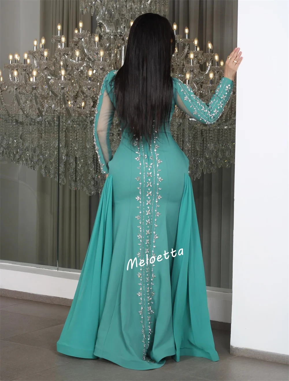 فستان سهرة كلاسيكي لامع مخصص بأكمام طويلة فساتين طويلة حورية البحر مناسبة مخصصة أنيقة للحفلات الراقصة بجودة عالية