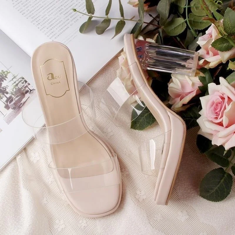 Clear Heels Shoes Women Sandals Summer Shoes Woman Transparent Pvc High Pumps Wedding Jelly Buty Damskie High Heels