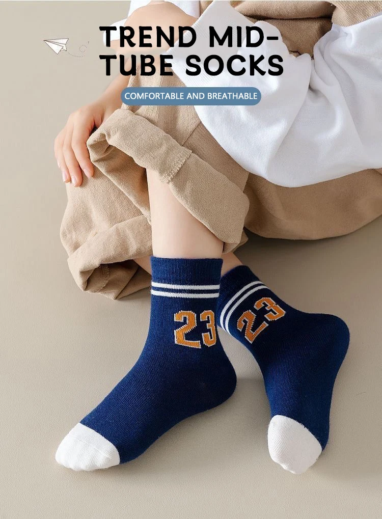 5Pairs 1-16Years Children Socks Tennis series Breathable High elasticity clothes for autumn  Basics walking Socks accessories