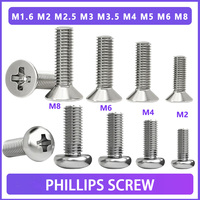 M1.6 M2 M2.5 M3 M3.5 M4 M5 M6 M8 Stainless Steel Cross Recessed Pan/Countersunk Head Screw Phillips TV Computer Furniture Bolts
