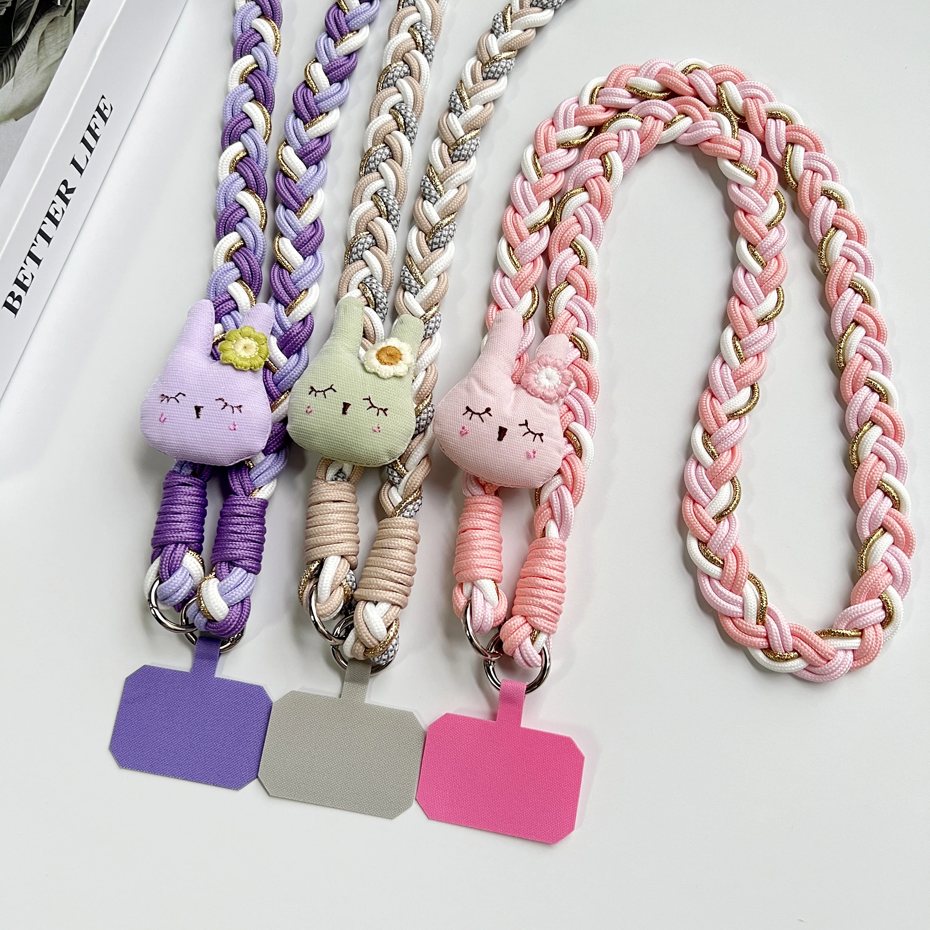 Handgewebtes Lanyard für gebratene Teigdrehungen, feste Karte, Farbkontrast, diagonales Schulter-Lanyard, Handy-Lanyard, langlebiges Lanyard