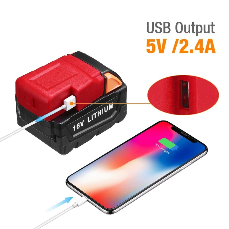 

Multi-function Power Adapter Converter Tool Accessories Compatible for Milwaukee 14.4–18V Lithium Batteries USB Charger Adapter