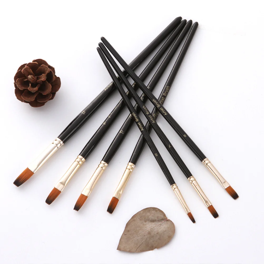 

12 Pcs Brush Paint Brushes Fine Detail Artists Wooden Soft Bristle Nylon Painting