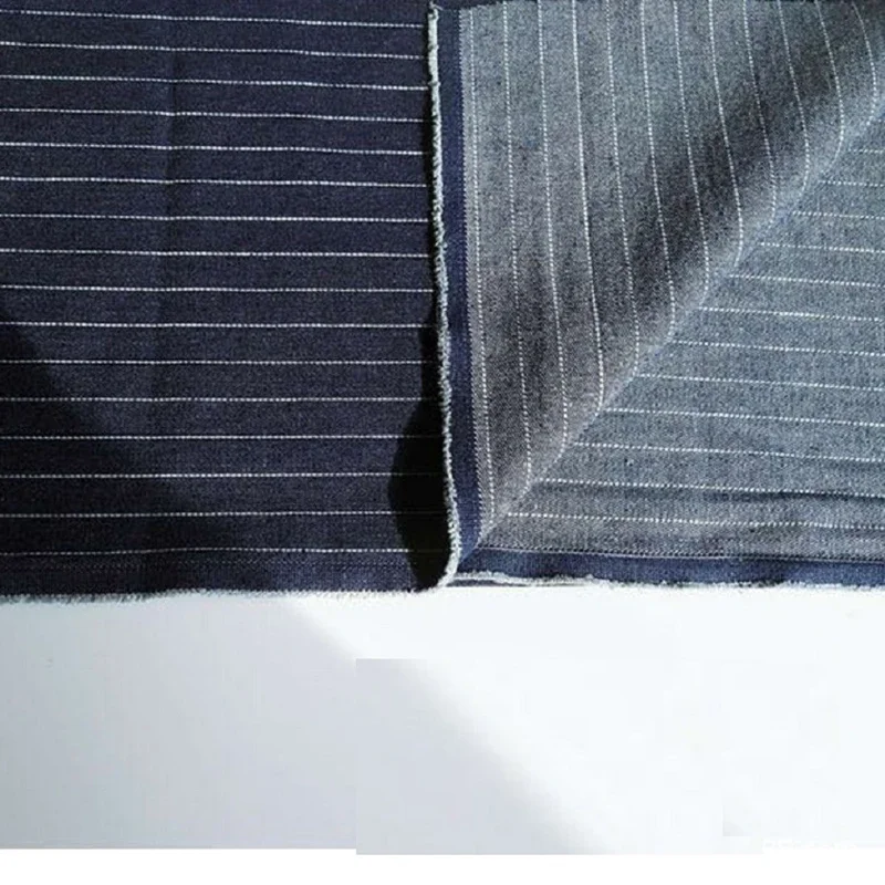 Striped Denim Fabric Elastic Cotton After Washed Jeans With Stretch By The Meter  For Pants Suits Blazer 100X150cm Costura