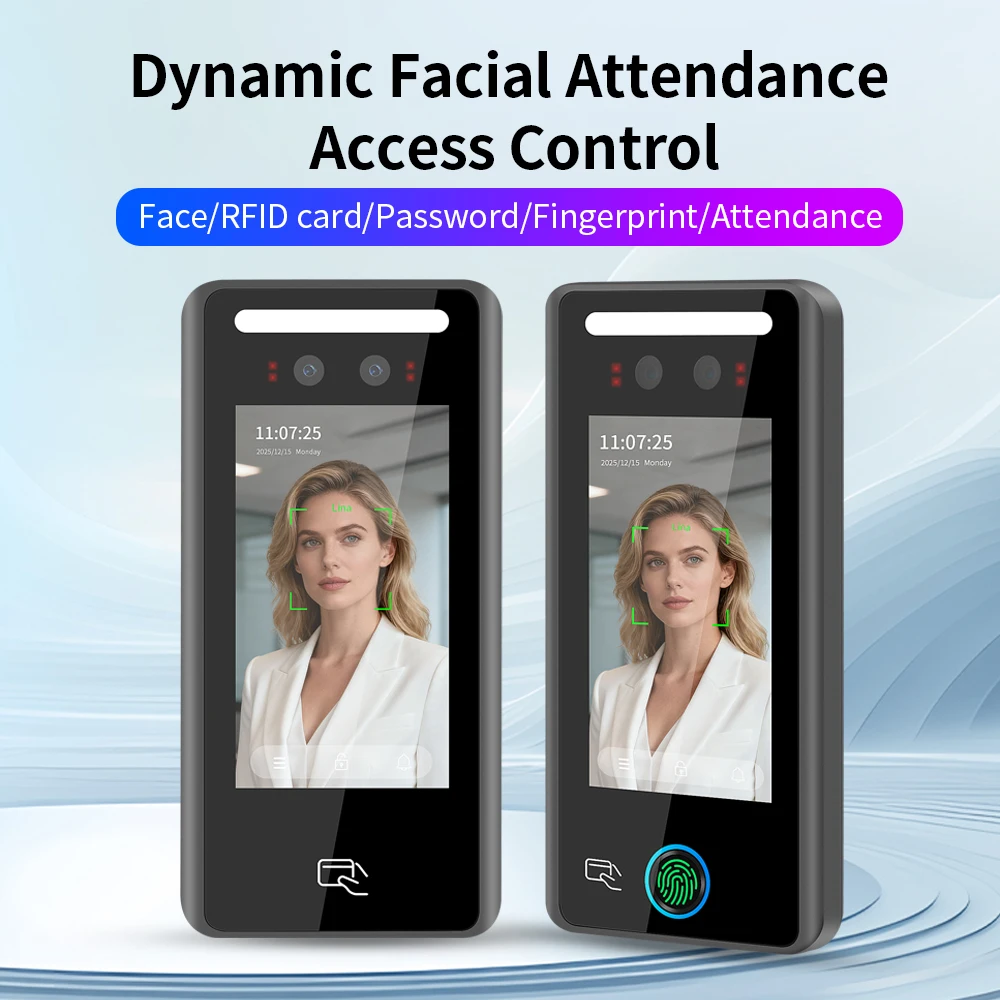 

WiFi AI Face Fingerprint Attendance Access Control Machine 5" 1080P HD TCP/IP Biometric Smart Door Recognition