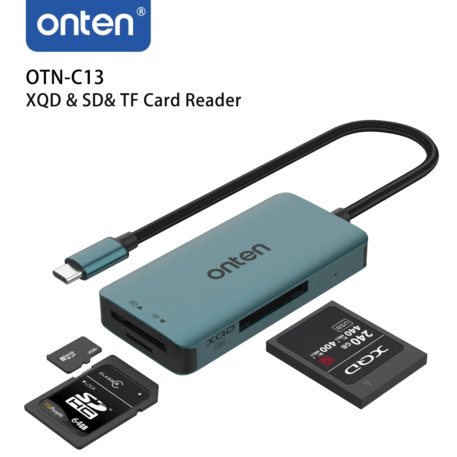 ONTEN Original OTN-C13 TYPE C TO XQD & SD& TF Card Reader