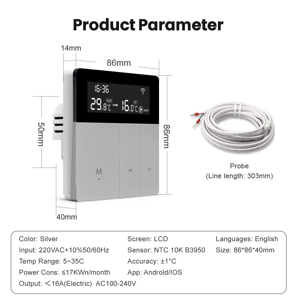 AVATTO WiFi Smart Thermostat Temperature Controller For Electric Floor Heating Water Gas Boiler Wall Mounted Work for Alexa