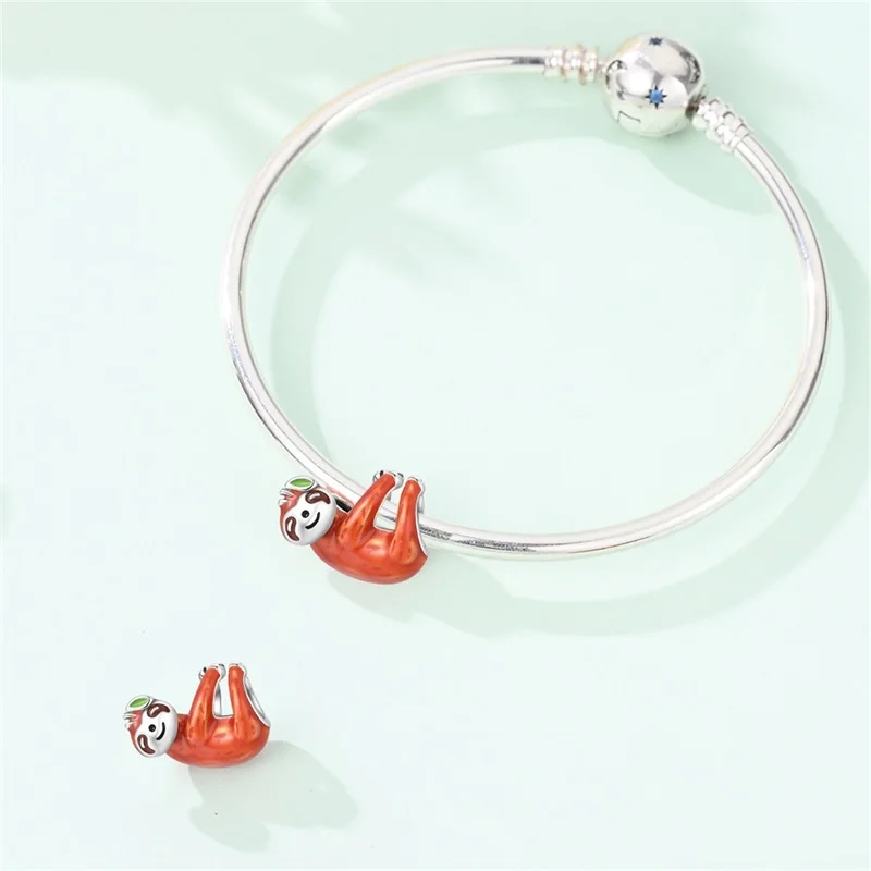

New 925 Sterling Silver Hanging Sloth Charms Beads Fit 3mm Original Bracelet DIY Women Birthday Anniversary Jewelry Gift