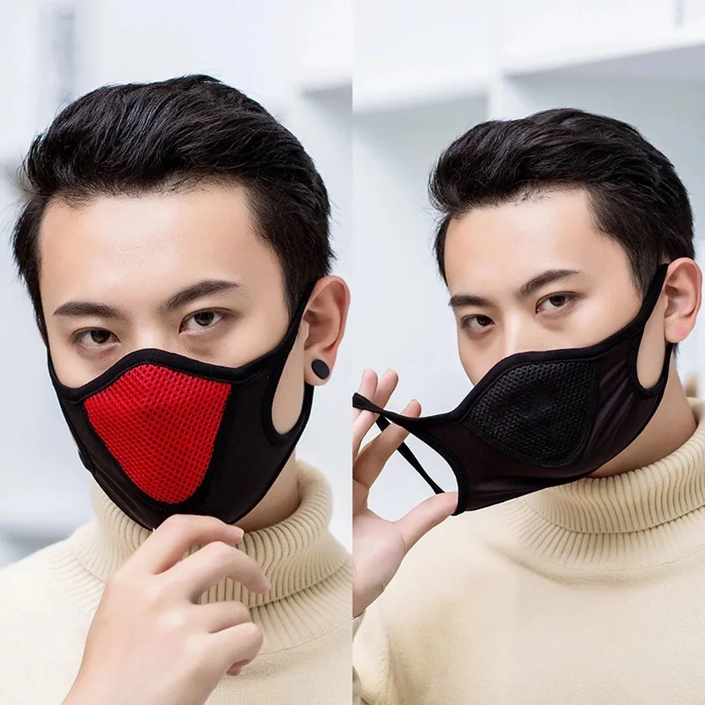 Men\'s Breathable Face Mask Black Mesh Cloth Mouth Cover Adult Washable Reusable 3D Protection Face Mask Party Decoration