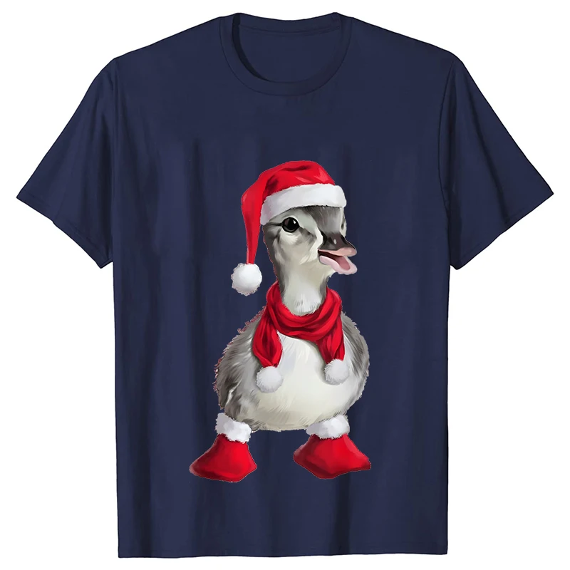 Merry Christmas Duck T-shirt Women Clothing Short Sleeve Tees Shirt Harajuku Funny Xmas Graphic Trendy Tops Female Streetwear