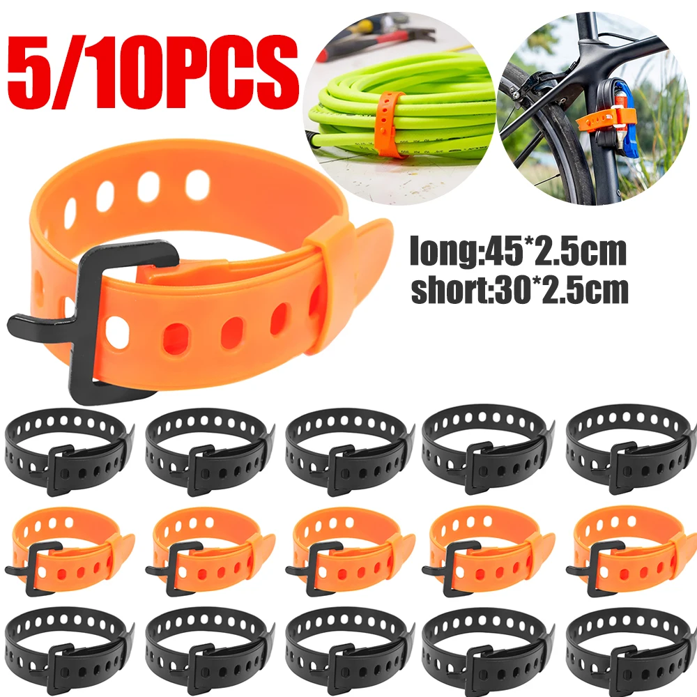 Cinturón de viaje atado de goma duradera, correa de pestañas para equipaje, hebilla de almacenamiento de carga para acampar y senderismo, 5/10 piezas