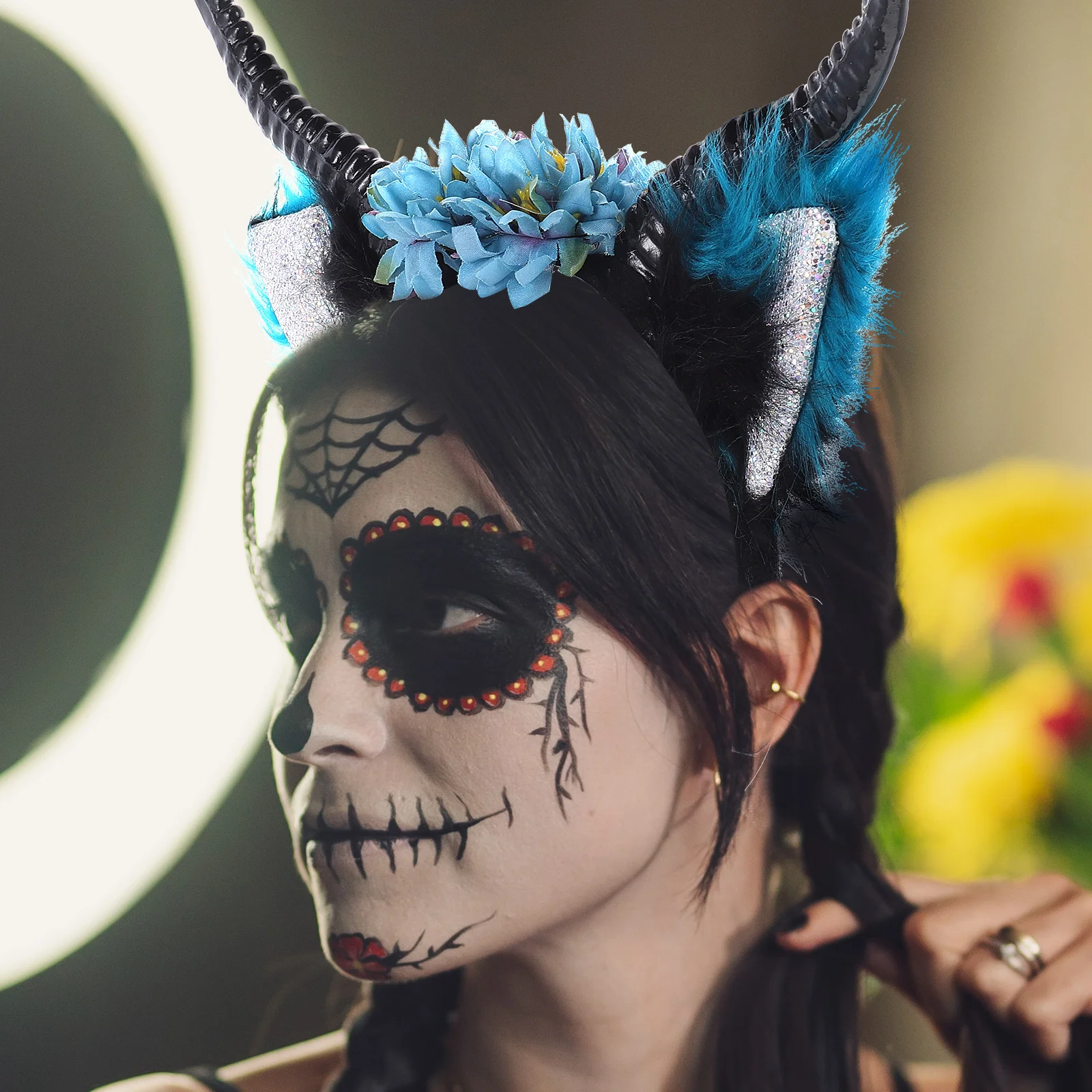 

Plastic Antelope Horn Headb Girls Ram Horns Cosplay Accessories Lightweight Comfortable Halloween Party Stage Performance Photo