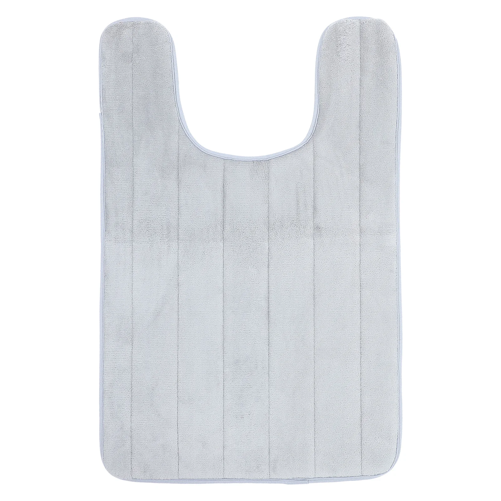 

U-shaped Floor Anti-slip Bathroom Feet Cushion Soft Coral Fleece Polyester Ground for Home Washroom Grey Non-skid Closestool