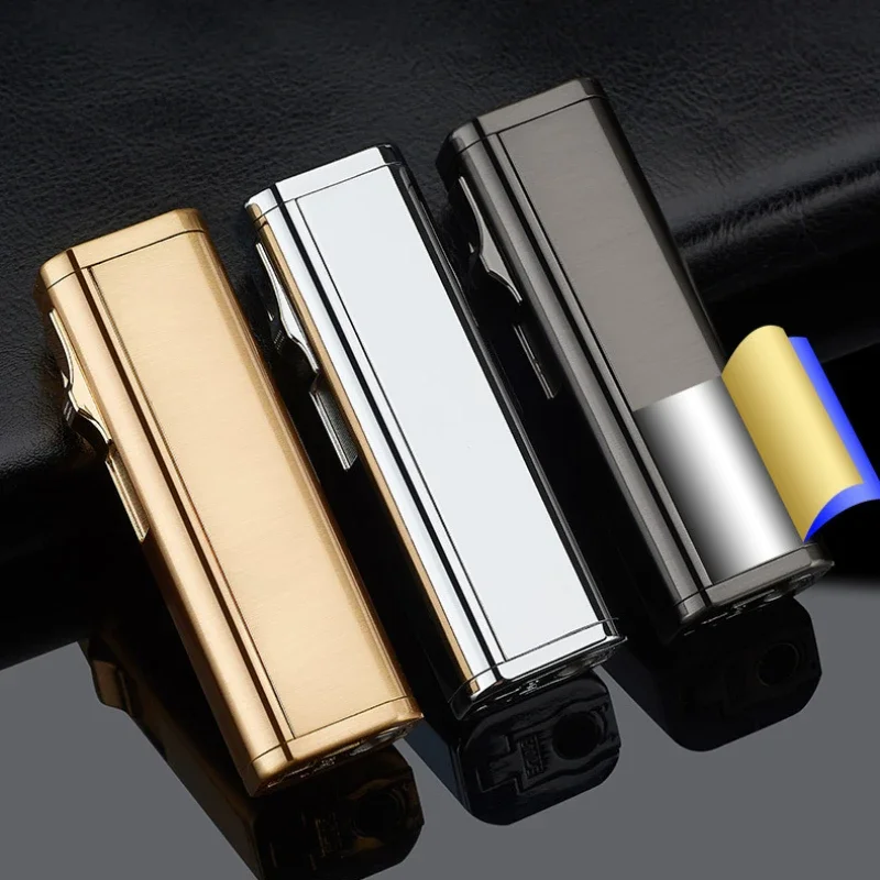 المعادن الثلاثي الشعلة جت أخف توربو السيجار الأنابيب أخف مع السيجار القاطع غاز البوتان يندبروف ولاعة السجائر هدية الكريسماس #4