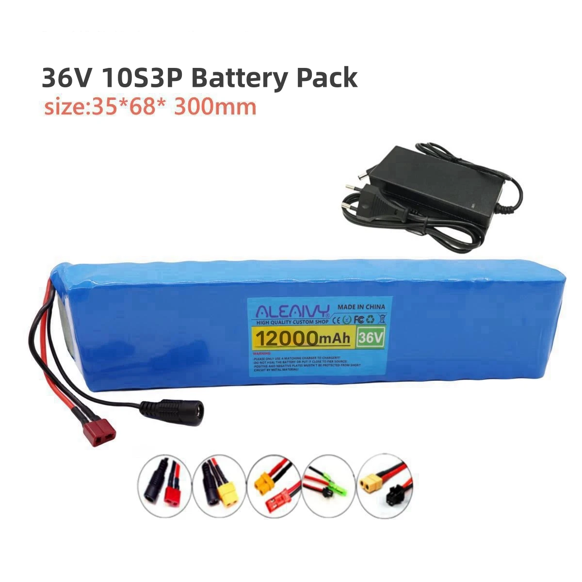 

Aleaivy 36V 12Ah 10S3P lithium battery pack, suitable for 42V 500W tools, with 15A discharge BMS 18650 rechargeable battery