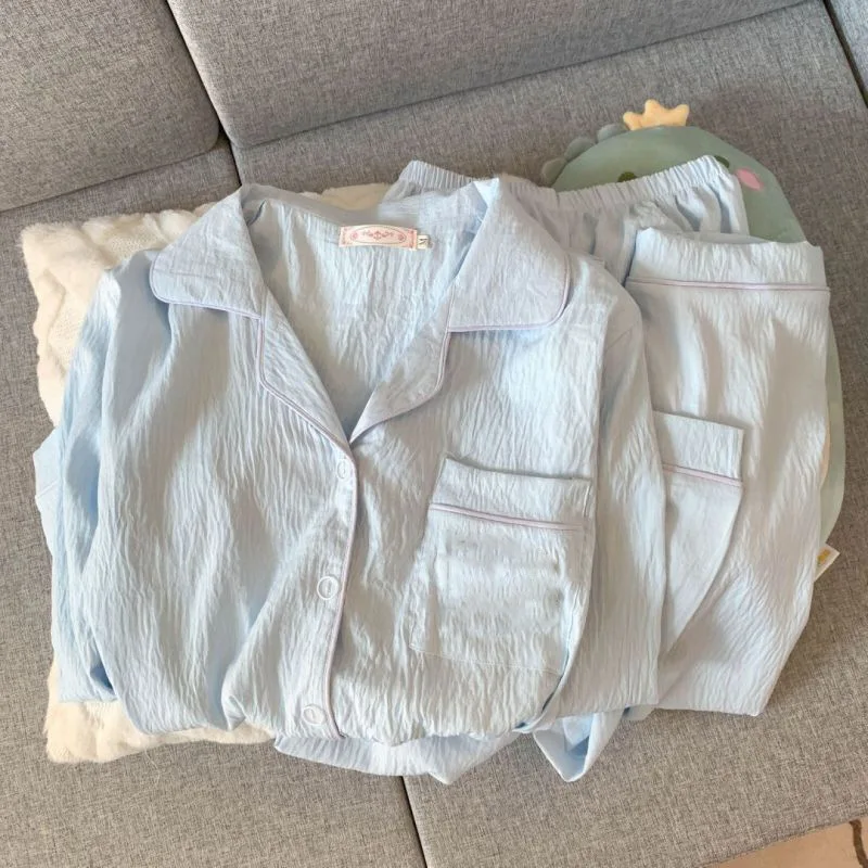 

New Clouds of Cotton Pajamas Female Spring and Fall Long-Sleeved Soft Cute Girls Sweet Casual Student Pajamas Homewear Suit