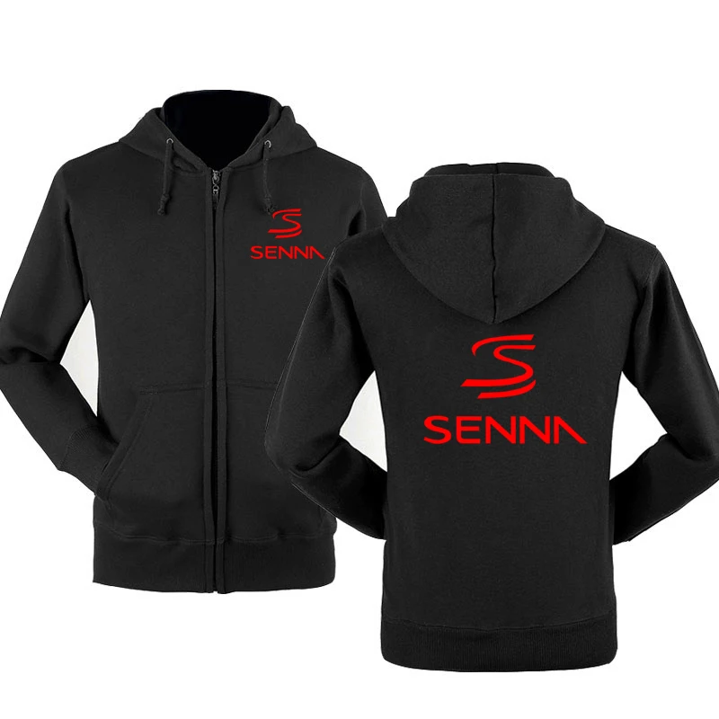 Spring Autumn Sweatshirt Ayrton Senna Print Hoodies Men Streetwear Fleece Zipper Hooded Jacket Hip Hop Harajuku Tracksuit