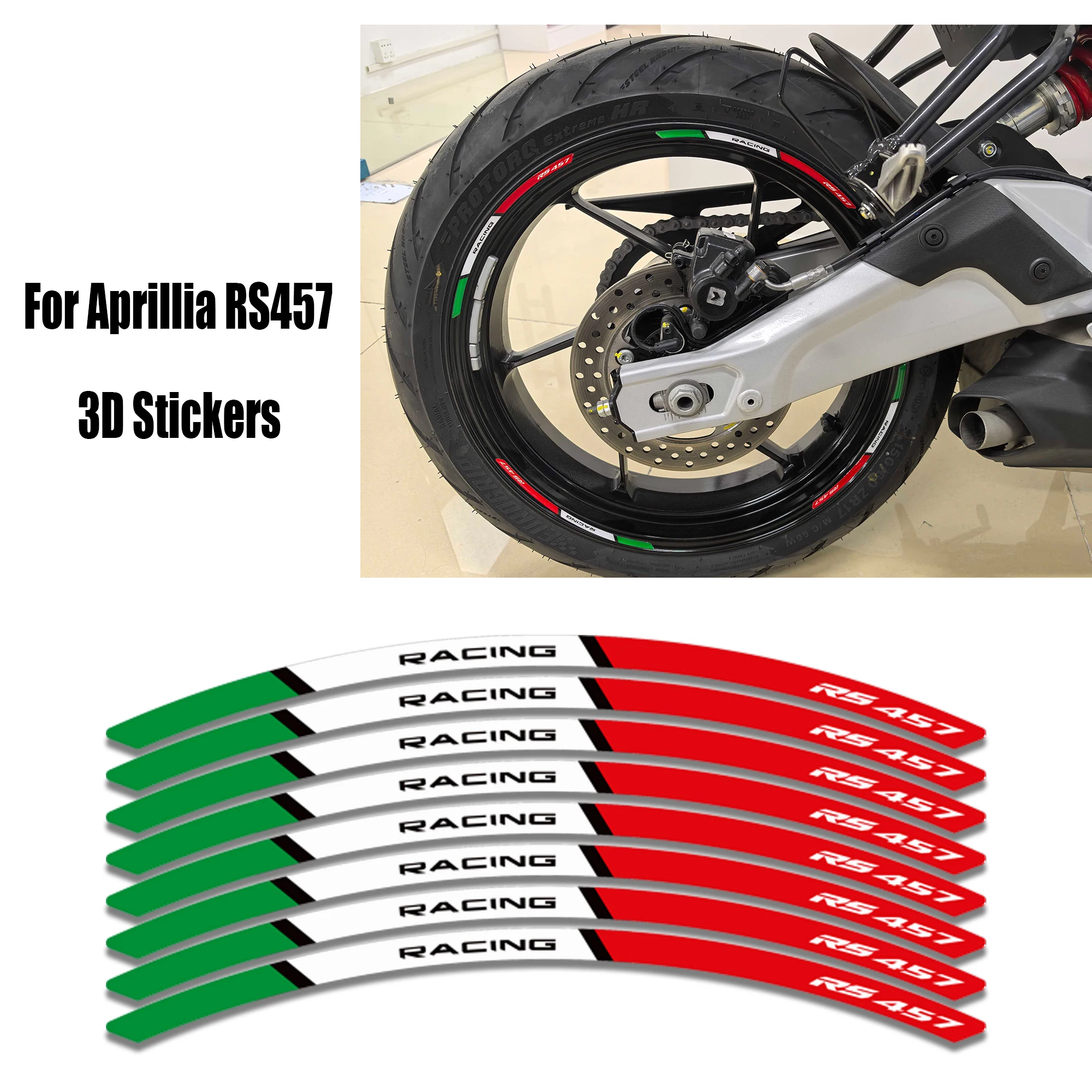 

Fit RS457 Aprilia RS 457 Tank Pad Side Grips Gas Fuel Oil Kit Knee Fairing Fender Wheels 3D Adhesive Stickers Decals 2024 2025