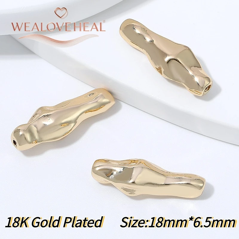 schmuckherstellung zubehör,perlen für schmuckherstellung,18x6,5mm massive geschmolzene Textur-Röhren-Abstandshalterperlen, 18K vergoldetes Messing, lange Nudel-Abstandshalter für Armbänder,Halsketten und Schmuckzubehör – Detail 19
