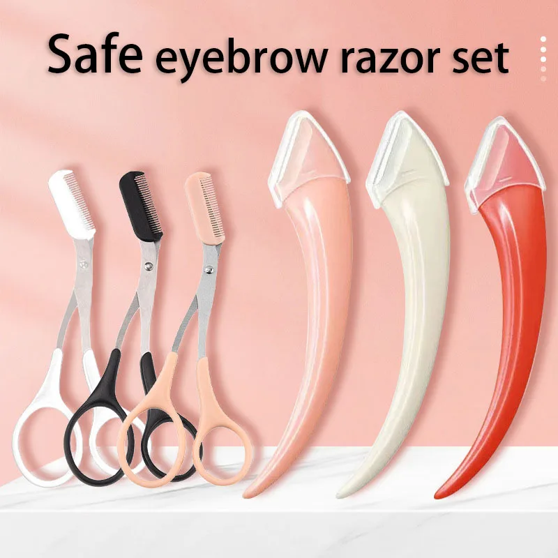 Safe Crescent Eyebrow Razor Macro Manual Razor Eyebrow Shaver For Hair Removal Shaving Valla Scissors With Comb