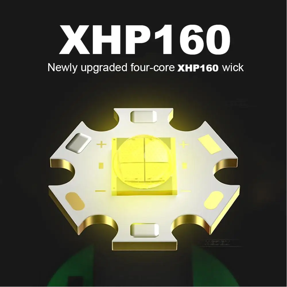 XHP160 The Most Brightest LED Flashlight 1,000,000 USB Rechargeable Zoom Torch Powerbank Function 18650 or 26650 Battery Lantern