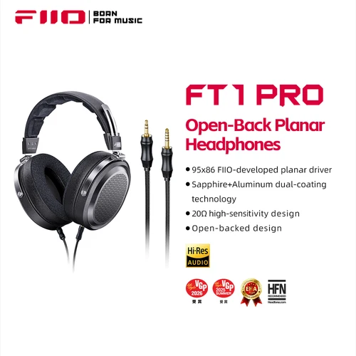 FiiO FT1 Pro Auriculares Hi-Fi con cable magnético plano abierto para el hogar, estudio, grabación, alta sensibilidad