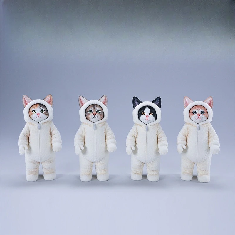 PreSale JXK 1/6 مقياس سترة لطيفة يرتدي القط محاكاة نماذج للحيوانات ل 12 ''لعبة أرقام سطح المكتب حلية لعبة عصرية هدية #4